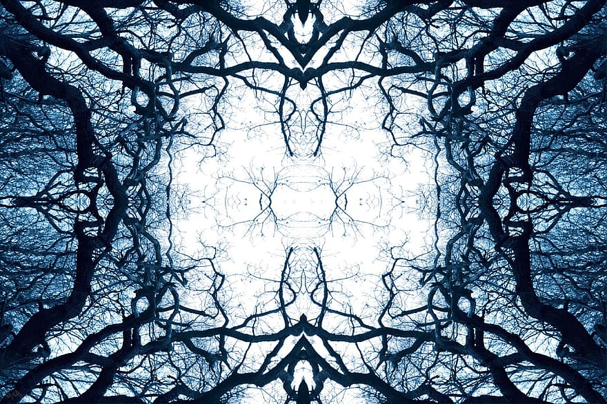 Kaleidoskop, ästhetisch, Blau, kalt, abstrakt, Center