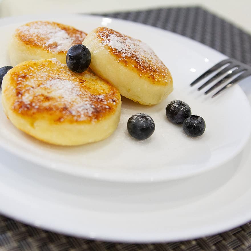 Pancakes, Breakfast, Food, Dish, Meal, Cuisine, Delicious, Tasty, Blueberries, Plate, Berry
