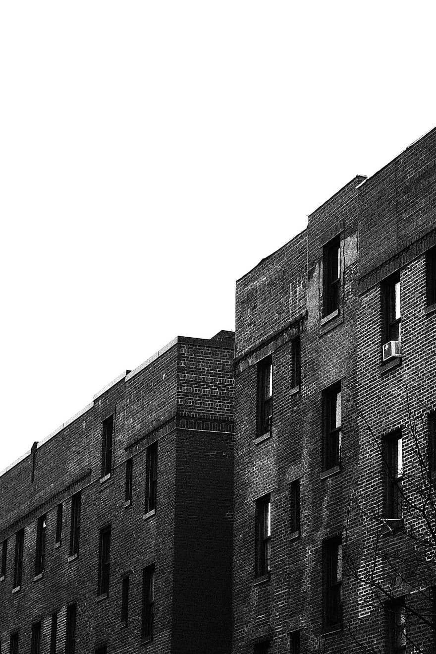будівель, Нью-Йорк, чорний і білий, nyc, місто, архітектура, темний, екстер'єр будівлі, побудована структура, вікно, старий