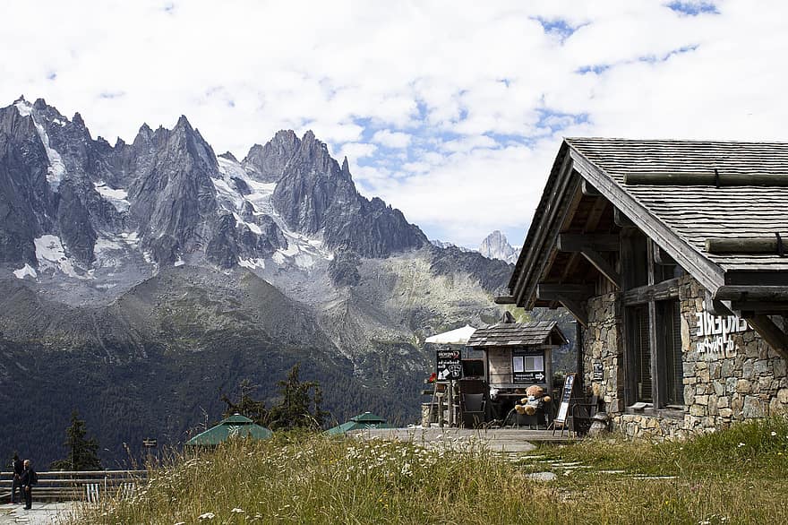 stuga, Mont Blanc, franska alperna, tillflykt, bergsort, hotell, boende, alperna, alpin, topp, summit