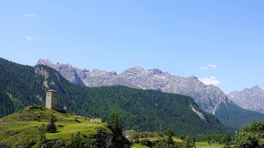 ธรรมชาติ, ปลายทาง, การท่องเที่ยว, Ardez, Graubünden, ภูเขา, กลางแจ้ง