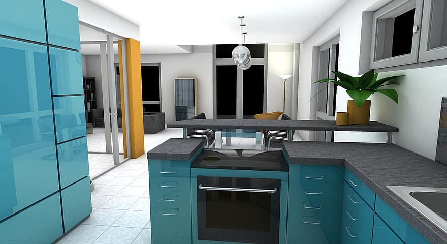 Kitchen, Dining Room, Rendering, Gallery, Images, Presentation, Interior, Apartment, Living Room, 3d, Room