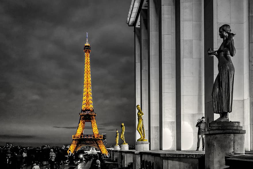 Eifelio bokštas, paris, Prancūzija, miestas, orientyras, architektūra, pastatas, turizmą