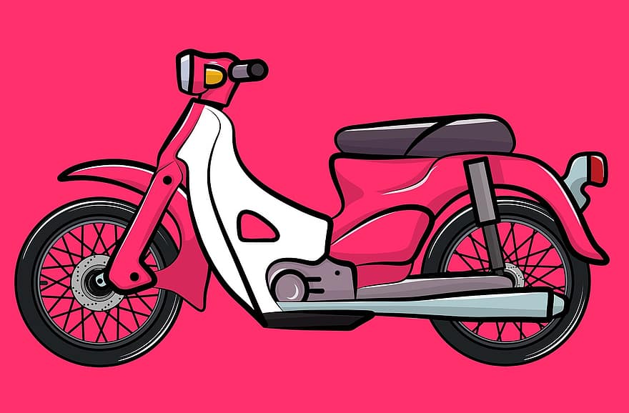 мотоциклет, розов скутер, скутер, мотор, превозно средство