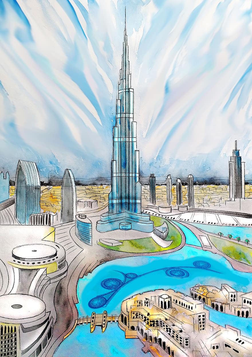 Dubaija, u a e, burj khalifa, dubai tornis, arhitektūra, emirāti, debesskrāpis, pilsēta, viesnīca, ēka, tūrismu