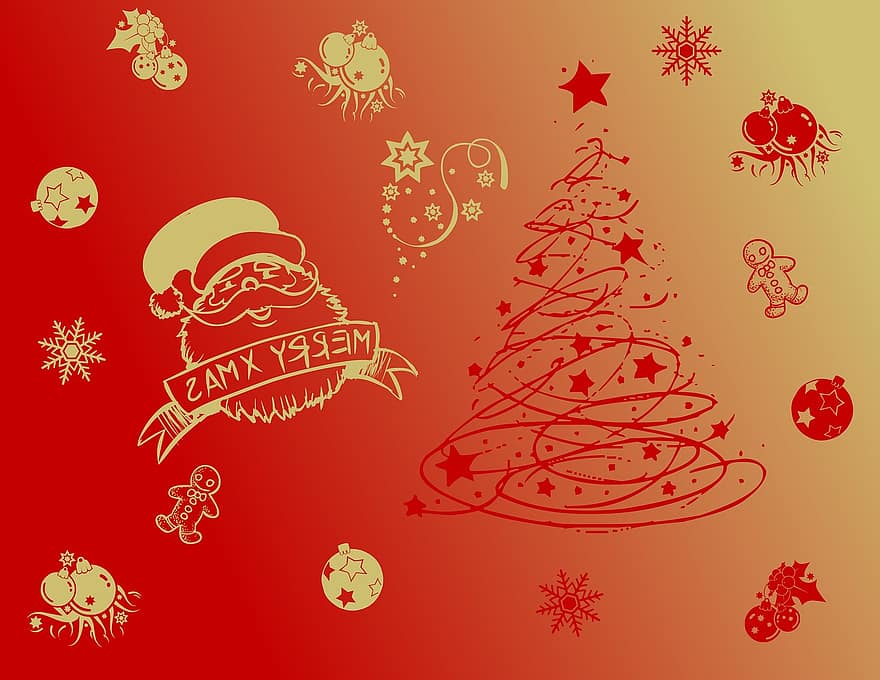 Navidad, adviento, decoración, fondo, papel pintado, diseño, Papá Noel, papel de regalo