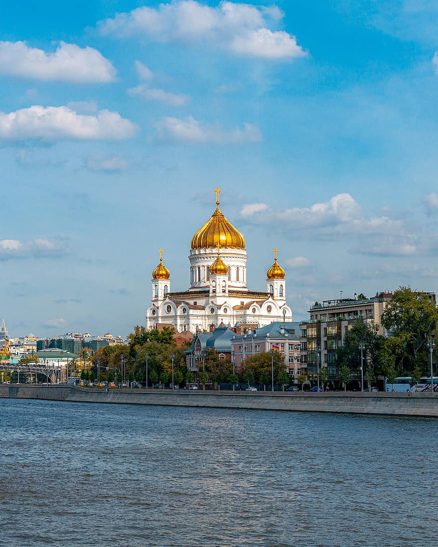 Mosca, Cattedrale, fiume, christ la cattedrale del salvatore, ortodossia, Chiesa, religione, architettura, tempio, cristianesimo, punto di riferimento