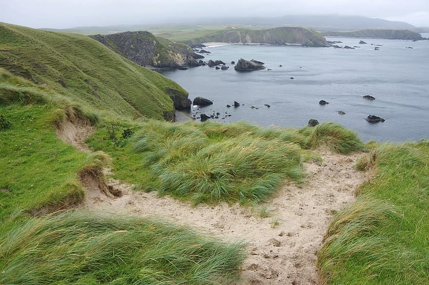dune, sabbia, costiero, litorale, Scozia, natura