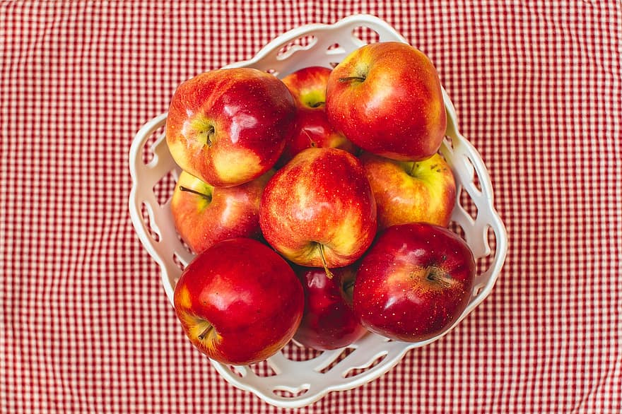 червени ябълки, плодове, хранене, здрав, витамини, вегетарианец, строг вегетарианец, диета, закуска, готварски, съставки