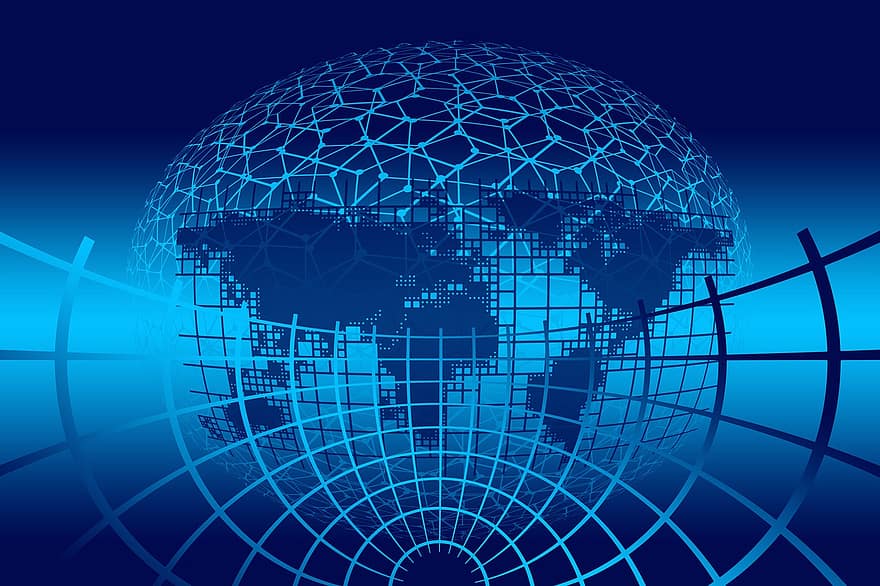 vytváření sítí, globalizace, Internet, sdělení, zeměkoule, globální, informace, spojení, web, Země, kontinentech