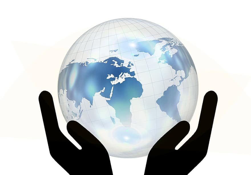 hænder, beskyttelse, beskytte, globus, jorden, verden, globalisering, planet, global, international, miljø